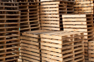 stacks of pallets in warehouse