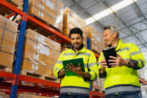 employees working on warehouse inventory