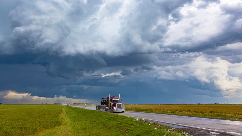 semi truck on a rural oklahoma highway