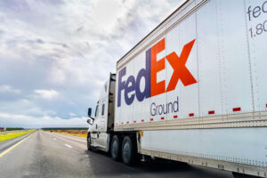 fedex truck on highway