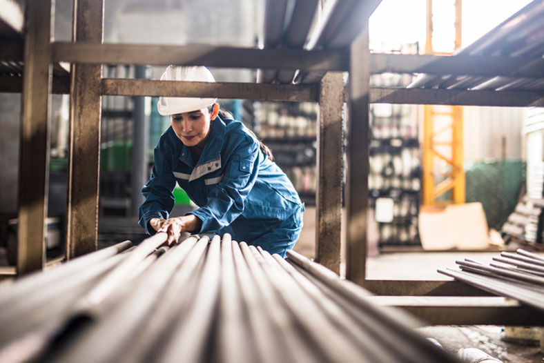 female steel factory worker