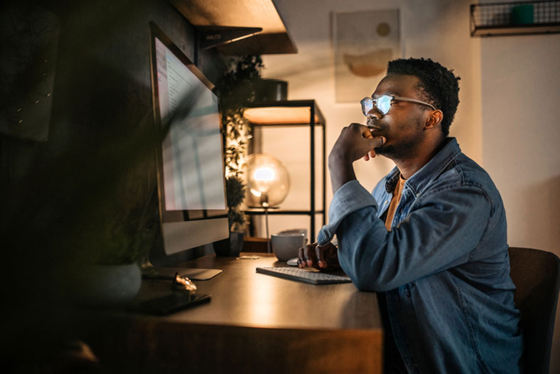 working late on computer