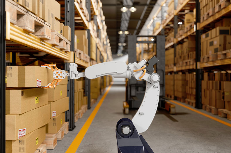 robotic arm in warehouse